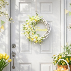 Tavaszi virágos ajtódísz - otthon & életmód - dekoráció - ajtó- és ablak dekoráció - ajtódísz & kopogtató - Meska.hu