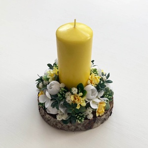 Tavaszi asztaldísz gyertyás - ünnepi díszek, dekorációk - húsvéti díszek és dekorációk - húsvéti asztaldíszek - Meska.hu