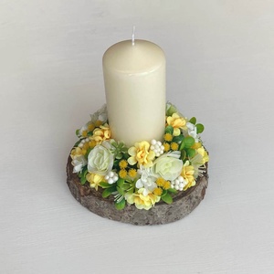 Tavaszi asztaldísz gyertyás krém - ünnepi díszek, dekorációk - húsvéti díszek és dekorációk - húsvéti asztaldíszek - Meska.hu