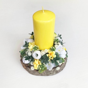 Tavaszi asztaldísz gyertyás - ünnepi díszek, dekorációk - húsvéti díszek és dekorációk - húsvéti asztaldíszek - Meska.hu