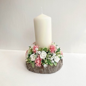 Tavaszi asztaldísz gyertyás rózsaszín - ünnepi díszek, dekorációk - húsvéti díszek és dekorációk - húsvéti asztaldíszek - Meska.hu