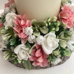 Tavaszi asztaldísz gyertyás rózsaszín - ünnepi díszek, dekorációk - húsvéti díszek és dekorációk - húsvéti asztaldíszek - Meska.hu