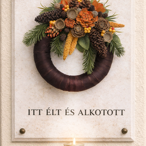 Kegyeleti koszorú szárazvirágokkal és termésekkel - otthon & életmód - vallás - temetkezési tárgy - sírkoszorú, kegyeleti koszorú - Meska.hu