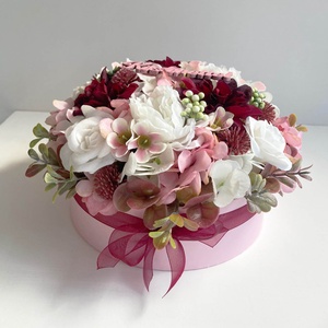 Virágdoboz bordó rózsaszín - otthon & életmód - virágdekoráció - virágok - virágbox - Meska.hu