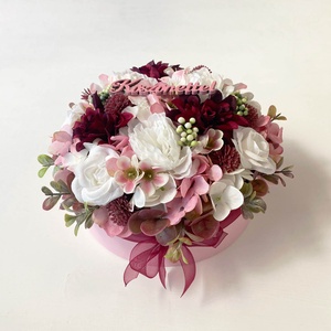 Virágdoboz bordó rózsaszín - otthon & életmód - virágdekoráció - virágok - virágbox - Meska.hu