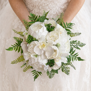 Menyasszonyi csokor bazsarózsás greenery - Meska.hu