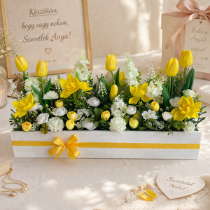 Tulipános virágláda asztaldísz - Meska.hu