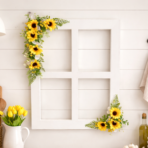 Napraforgós fali dísz ablakkereten, Otthon & Életmód, Dekoráció, Ajtó- és ablak dekoráció, Ablakdísz, Virágkötés, MESKA