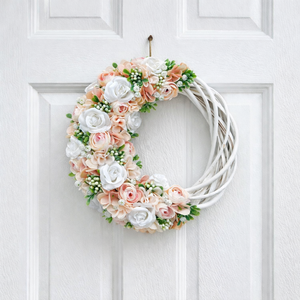 Tavaszi ajtódísz púder rózsaszín - Meska.hu