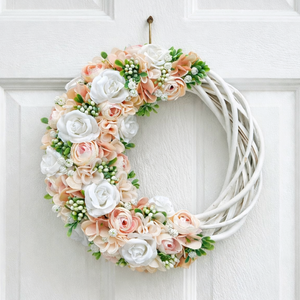 Tavaszi ajtódísz púder rózsaszín - Meska.hu