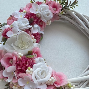 Roózsaszín ajtódísz rózsákkal - otthon & életmód - dekoráció - ajtó- és ablak dekoráció - ajtódísz & kopogtató - Meska.hu