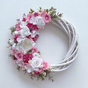 Roózsaszín ajtódísz rózsákkal - Meska.hu