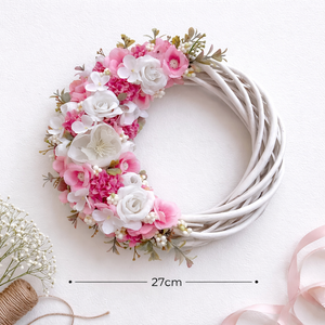 Roózsaszín ajtódísz rózsákkal - otthon & életmód - dekoráció - ajtó- és ablak dekoráció - ajtódísz & kopogtató - Meska.hu