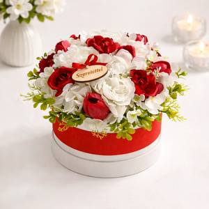 Anyák napi virágdoboz piros tulipánokkal - Meska.hu