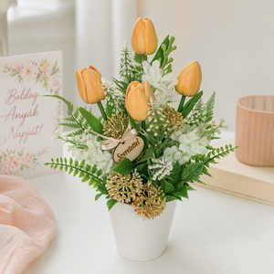 Tulipános asztaldísz anyák napjára - Meska.hu