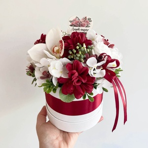 Anyák napi virágbox - bordó fehér - otthon & életmód - virágdekoráció - virágok - virágbox - Meska.hu