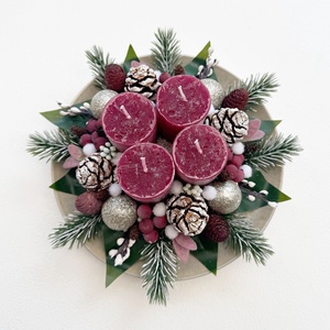Adventi asztaldísz bordó - karácsony - adventi díszek - adventi koszorú - Meska.hu