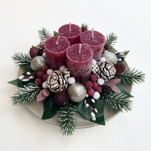 Adventi asztaldísz bordó - karácsony - adventi díszek - adventi koszorú - Meska.hu