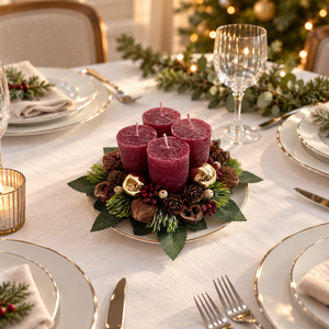 Adventi asztaldísz bordó - Meska.hu
