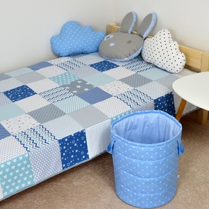 Világoskék patchwork ágytakaró - otthon & életmód - lakástextil - ágytakaró - Meska.hu