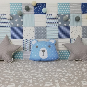 Világoskék patchwork mintájú falvédő - otthon & életmód - lakástextil - Meska.hu