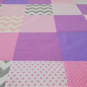 Lila-rózsaszín patchwork ágytakaró - otthon & életmód - lakástextil - ágytakaró - Meska.hu