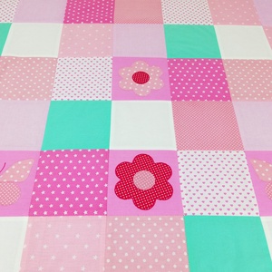 Pillangó és virág mintás patchwork ágytakaró - otthon & életmód - lakástextil - ágytakaró - Meska.hu