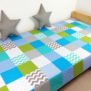 Türkiz-zöld patchwork ágytakaró, Otthon & Életmód, Lakástextil, Ágytakaró, Varrás, MESKA