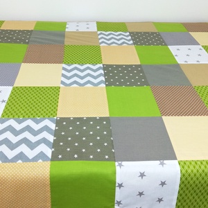 Zöld-drapp patchwork ágytakaró - otthon & életmód - lakástextil - ágytakaró - Meska.hu