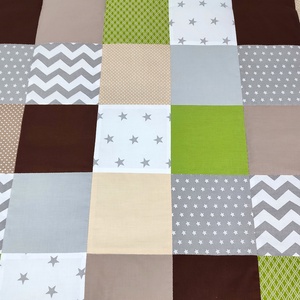 Szürke-barna-zöld patchwork falvédő, Otthon & Életmód, Babaszoba, gyerekszoba, Falvédő gyerekszobába, Varrás, MESKA