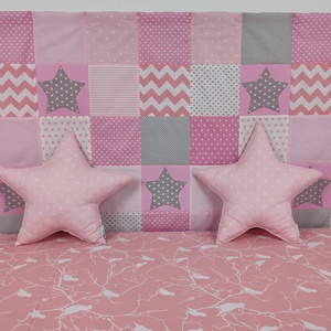 Csillagos rózsaszín patchwork falvédő - Meska.hu