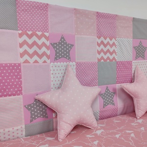 Csillagos rózsaszín patchwork falvédő - otthon & életmód - babaszoba, gyerekszoba - falvédő gyerekszobába - Meska.hu