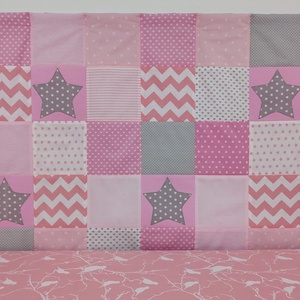 Csillagos rózsaszín patchwork falvédő - otthon & életmód - babaszoba, gyerekszoba - falvédő gyerekszobába - Meska.hu