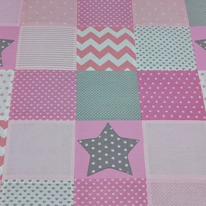 Csillagos rózsaszín patchwork falvédő - otthon & életmód - babaszoba, gyerekszoba - falvédő gyerekszobába - Meska.hu