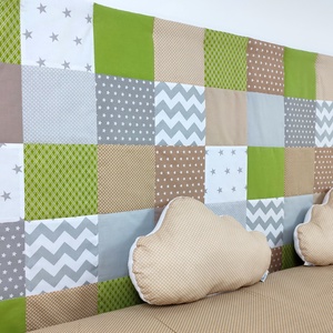 Zöld-drapp patchwork falvédő - otthon & életmód - babaszoba, gyerekszoba - falvédő gyerekszobába - Meska.hu