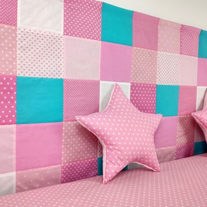 Rózsaszín-menta patchwork falvédő - otthon & életmód - babaszoba, gyerekszoba - falvédő gyerekszobába - Meska.hu