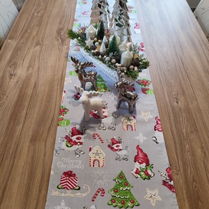 Karácsonyi mintás textil asztalfutó, asztalterítő - karácsony - karácsonyi lakásdekoráció - ünnepi asztaldekoráció - Meska.hu