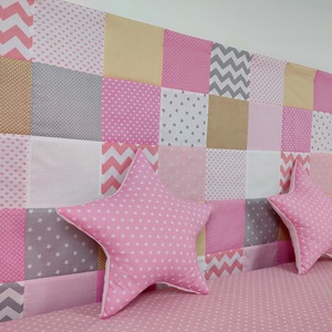 Rózsaszín-krém patchwork falvédő - otthon & életmód - babaszoba, gyerekszoba - falvédő gyerekszobába - Meska.hu