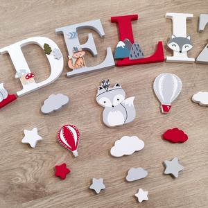 Rókás díszítésű dekorbetű szett, választható névvel, színnel, kézműves, dekoráció, név, betű, gyerekszoba, dekor betű - otthon & életmód - dekoráció - fali és függő dekoráció - betű & név - Meska.hu