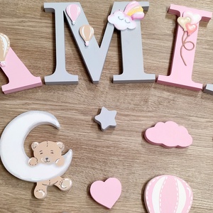 Macis díszítésű dekorbetű szett, választható névvel, színnel, kézműves, dekoráció, név, betű, gyerekszoba, dekor betű - otthon & életmód - dekoráció - fali és függő dekoráció - betű & név - Meska.hu