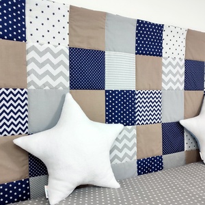 Sötétkék-drapp patchwork falvédő - otthon & életmód - babaszoba, gyerekszoba - falvédő gyerekszobába - Meska.hu Sötétkék-drapp patchwork falvédő - otthon & életmód - babaszoba, gyerekszoba - falvédő gyerekszobába - Meska.hu