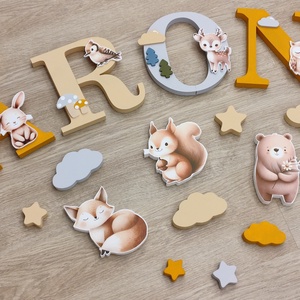 Erdei állatos dekorbetű szett, választható névvel, színnel, kézműves, dekoráció, név, betű, gyerekszoba, dekor betű - otthon & életmód - dekoráció - fali és függő dekoráció - betű & név - Meska.hu