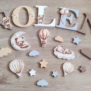 Macis díszítésű dekorbetű szett, választható névvel, színnel, kézműves, dekoráció, név, betű, gyerekszoba, dekor betű - Meska.hu