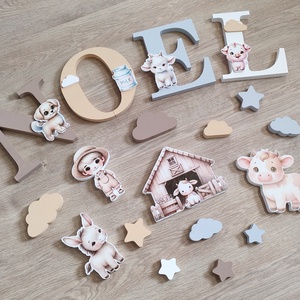Fiú háziállatos dekorbetű szett, választható névvel, színnel, kézműves, dekoráció, név, betű, gyerekszoba, dekor betű - otthon & életmód - babaszoba, gyerekszoba - babaszoba dekoráció - Meska.hu