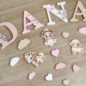 Lány háziállatos dekorbetű szett, választható névvel, színnel, kézműves, dekoráció, név, betű, dekor betű - otthon & életmód - babaszoba, gyerekszoba - babaszoba dekoráció - Meska.hu