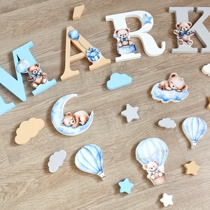 Világoskék macis díszítésű dekorbetű szett, választható névvel, színnel, kézműves, dekoráció, név, betű, dekor betű - otthon & életmód - babaszoba, gyerekszoba - babaszoba dekoráció - Meska.hu