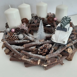 Kicsi-kocsi adventi koszorú - karácsony - adventi díszek - adventi koszorú - Meska.hu