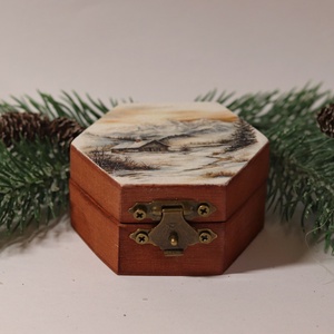 Téli tájas karácsonyi ajándékdoboz - karácsony - karácsonyi ajándékozás - karácsonyi ajándékcsomagolás - Meska.hu