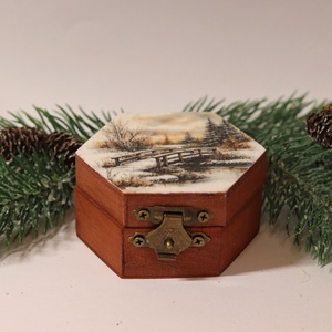 Karácsonyi ajándékdoboz téli tájjal - karácsony - karácsonyi ajándékozás - karácsonyi ajándékcsomagolás - Meska.hu