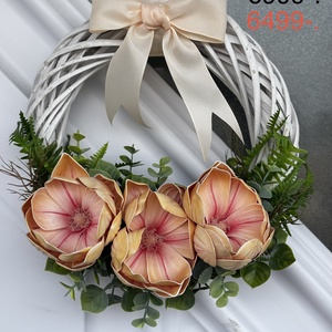 Virágos kopogtató, Otthon & Életmód, Dekoráció, Ajtó- és ablak dekoráció, Ajtódísz & Kopogtató, Virágkötés, MESKA